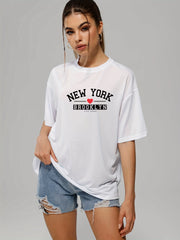 Women's Casual Short Sleeve Sports Top Letter Print Tee
