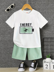 2pcs Boys Energy T shirt & Shorts Kids Summer Clothes Sets