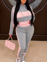 Hooded Sweatshirt & Jogger Pants Set, Casual Two-piece