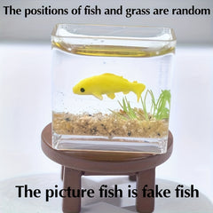Miniature Fish Tank 1:12 Scale Goldfish Resin & Glass Decor Desktop Display