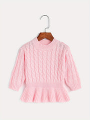 Toddler Girls Ruffle Skirt Pullover Knit Top