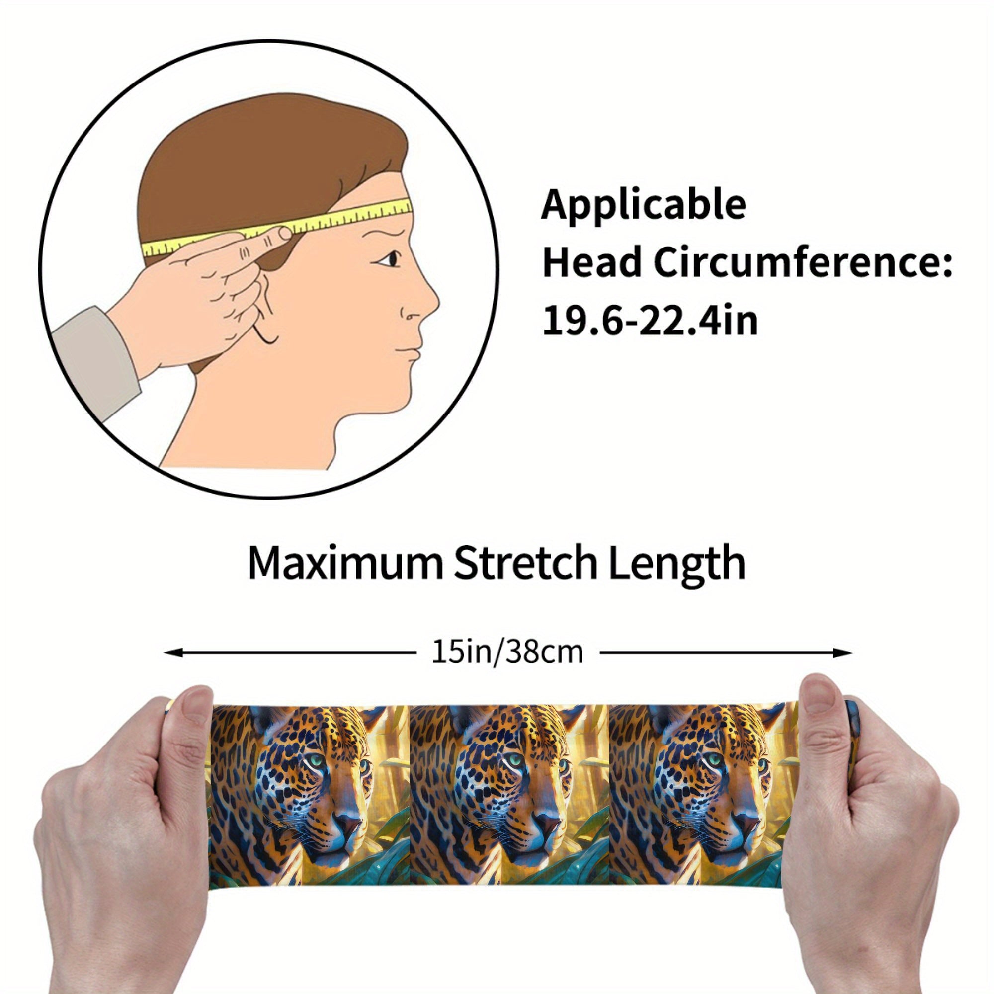 Leopard Print Sports Headband Sweat Wicking Stretchy Breathable Polyester