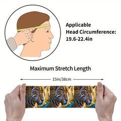 Leopard Print Sports Headband Sweat Wicking Stretchy Breathable Polyester