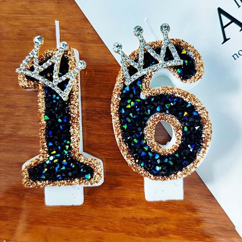 Faux Diamond Crown Number Candle Wedding Party Supplies