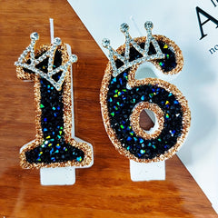 Faux Diamond Crown Number Candle Wedding Party Supplies