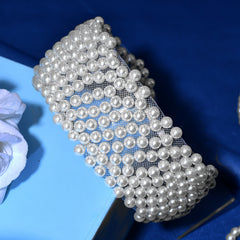 Minimalist Polyresin Beaded Headband Solid Faux Pearl for Daily Wear & Weddings