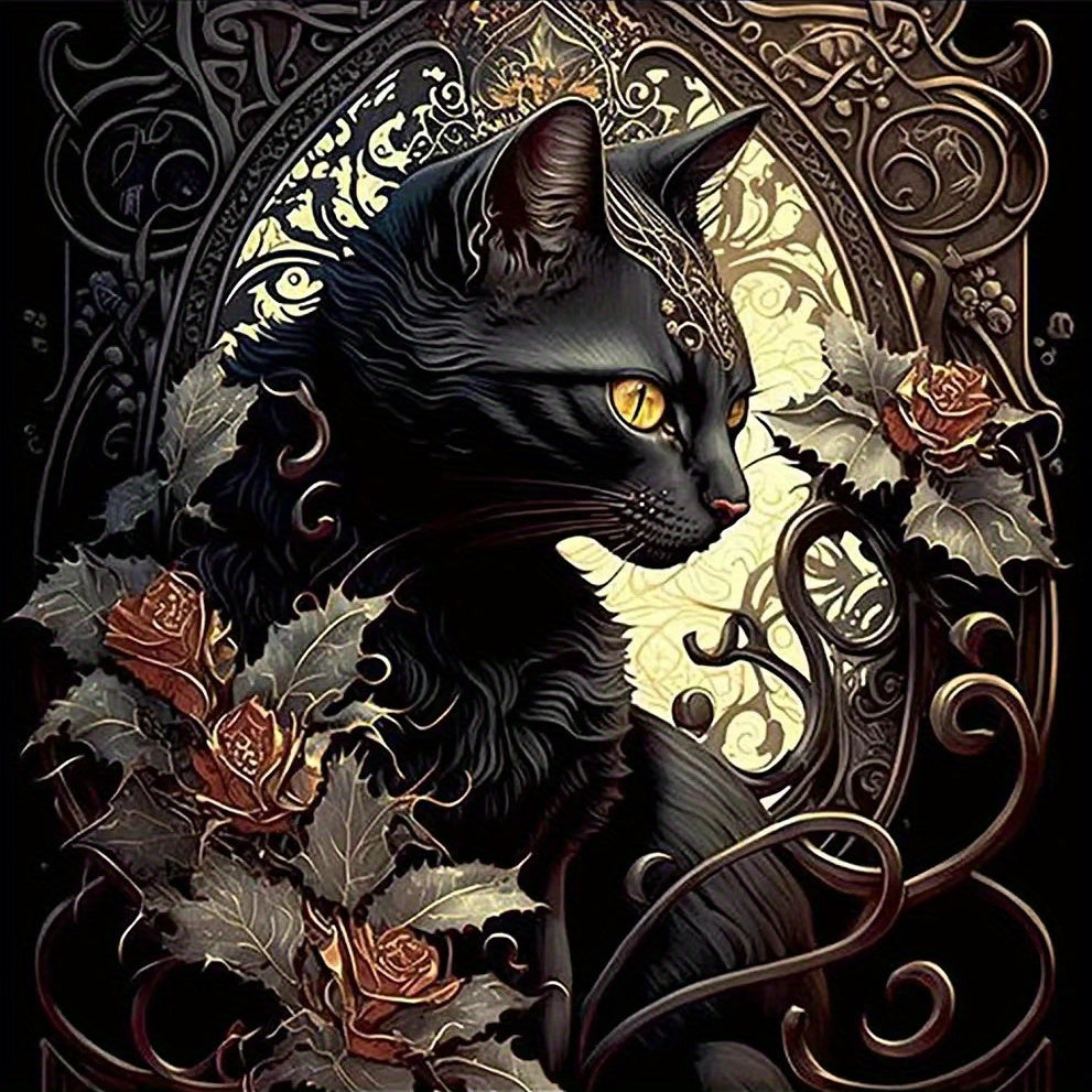 Rose Cat 5D Diamond Painting Set - DIY Frameless Embroidery Cross Stitch