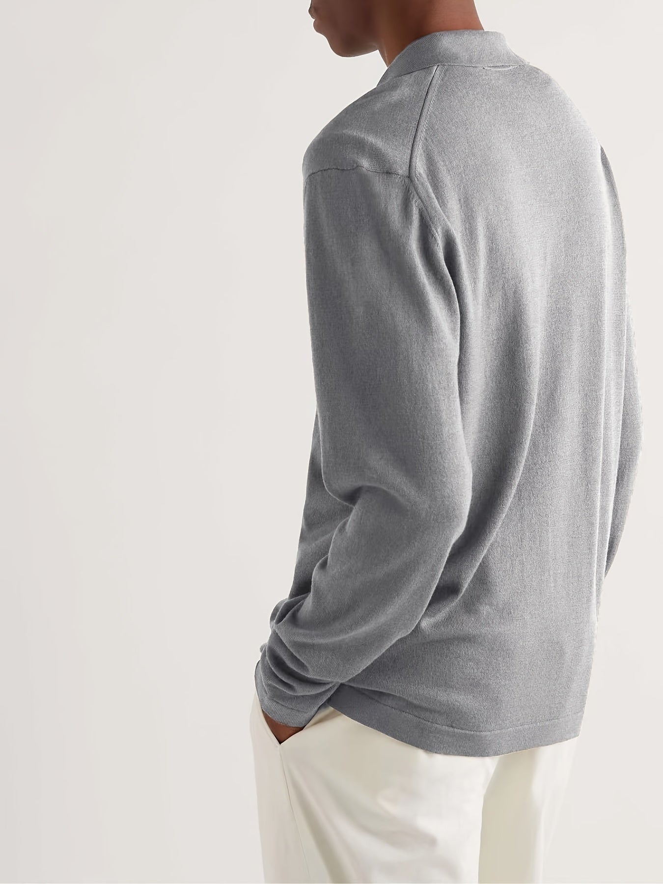 Music Note Pattern Knit Polo Shirt Men's Casual Lapel Pullover Sweater