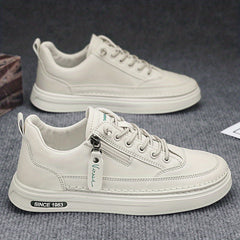Men's Lace up Sneakers Side Zipper Casual Walking Shoes Breathable Skate Shoes