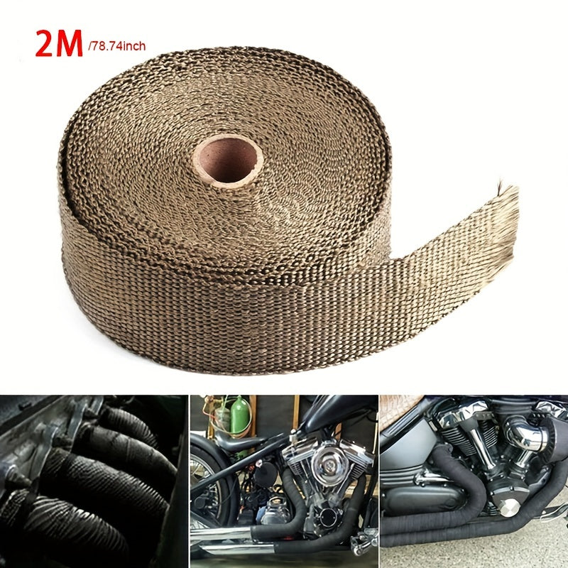 2M Motorcycle Exhaust Wrap Roll Fiberglass Heat Shield Tape Thermal Protection