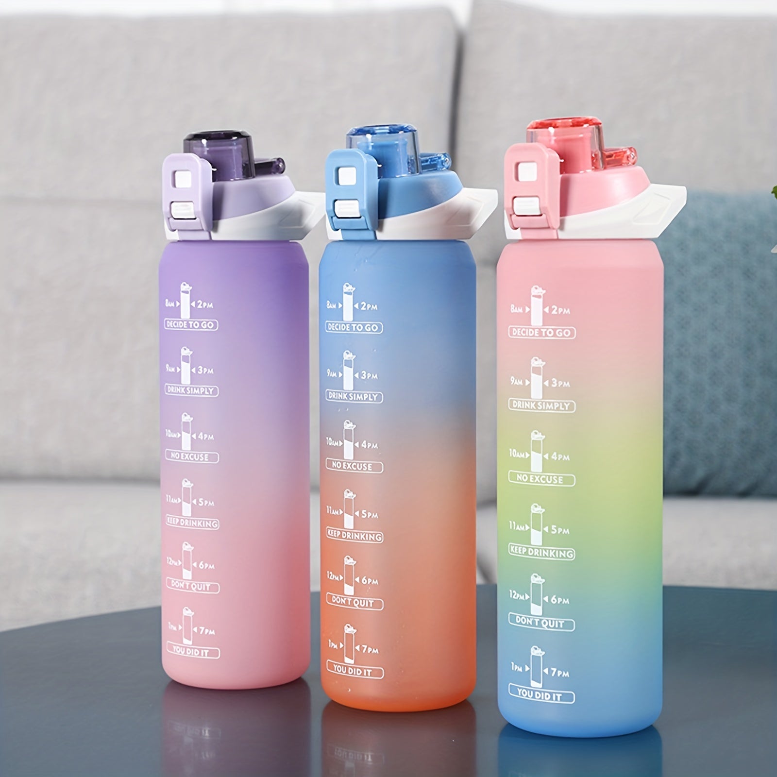 32oz Leakproof Tritran BPA Water Bottle with Time Marker