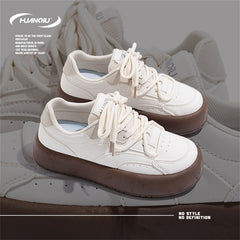 HUANQIU Round Toe Lace-up Skate Shoes Lightweight Sports Sneakers