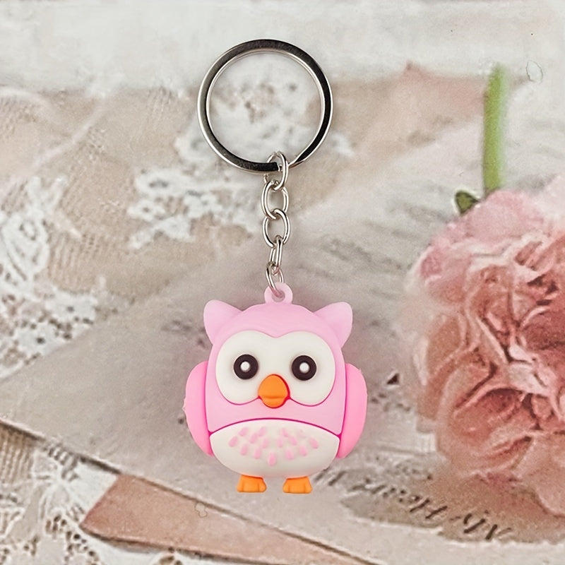 Cute Owl Bird Keychain PVC Cartoon Animal Pendant