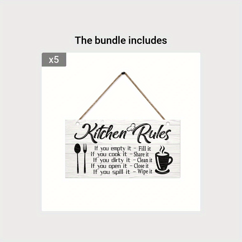 Art Kitchen Rules Wooden Plaque Canvas Print Wall Decor