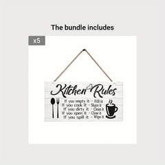 Art Kitchen Rules Wooden Plaque Canvas Print Wall Decor
