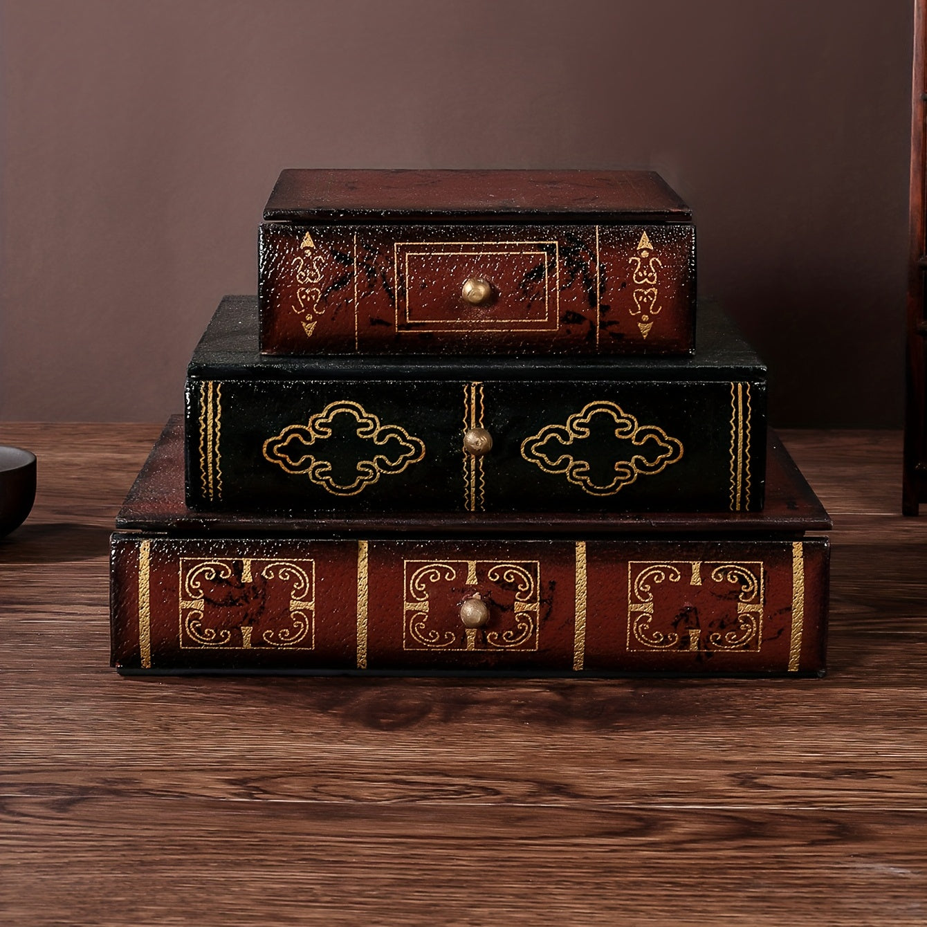 Vintage Wooden Book Storage Box Jewelry Drawer