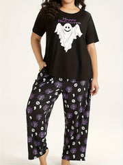 Ghost & Spiderweb Pajama Set - Tee & Pants Loungewear
