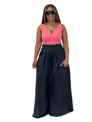 High Waist Wide Leg Pants Casual Palazzo Pants Women's Clothing