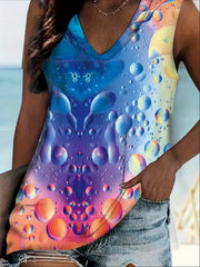 Colorful Bubble Print V Neck Plus Size Tank Top