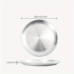 Stainless Steel Round Serving Platter for Barbecue Steak Dessert Buffet