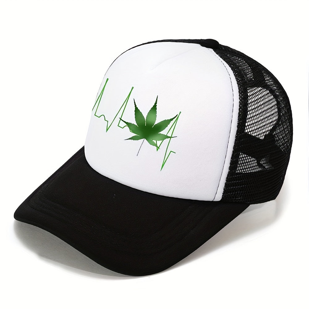 Leaf Print Breathable Sun Hat Outdoor Baseball Cap