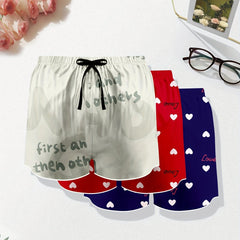 3 Pack Plus Size Preppy Sleepwear Bottoms Set Women's Plus Heart & Letter Print