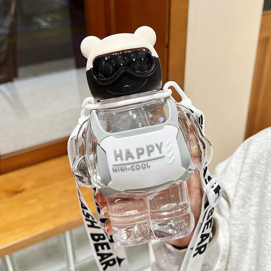 Large Capacity Bear Plastic Cup with Straw