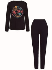 Casual Skull Print Two Piece Set T-shirt & Leggings