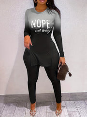 Figure Print T shirt & High Waist Pants Set Women's Outfit
