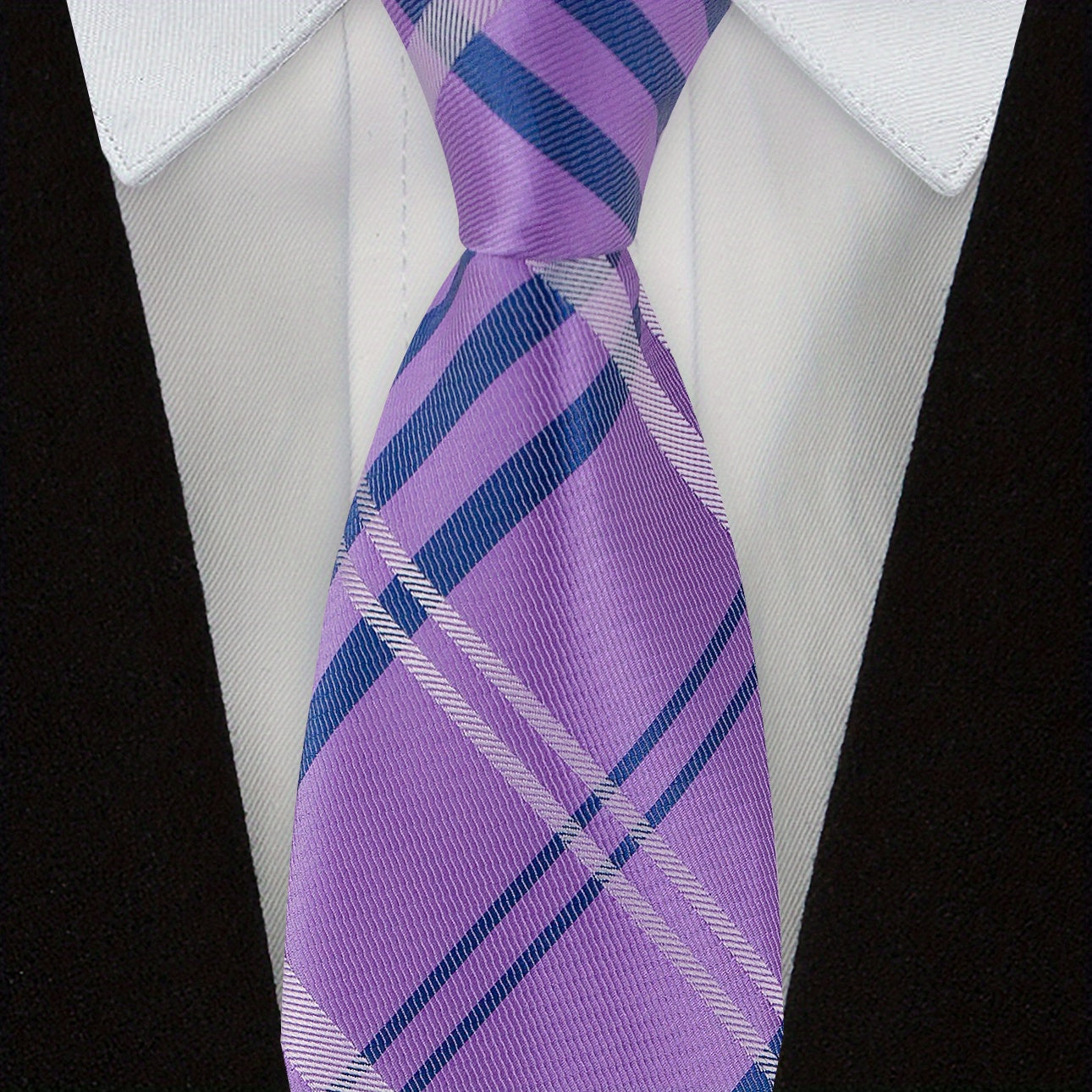 Men's Gingham Check Stripe Ties Business Neckties 8cm