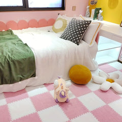 10pcs Anti Slip Plush Puzzle Foam Floor Seat Mat Interlocking Carpet Area Rug