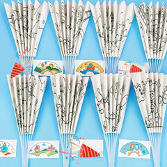 DIY Painting Graffiti Seven fold Fan Cartoon Coloring Folding Fan