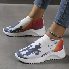 Women's Witch Print Sneakers Low Round Toe Lightweight Shoes