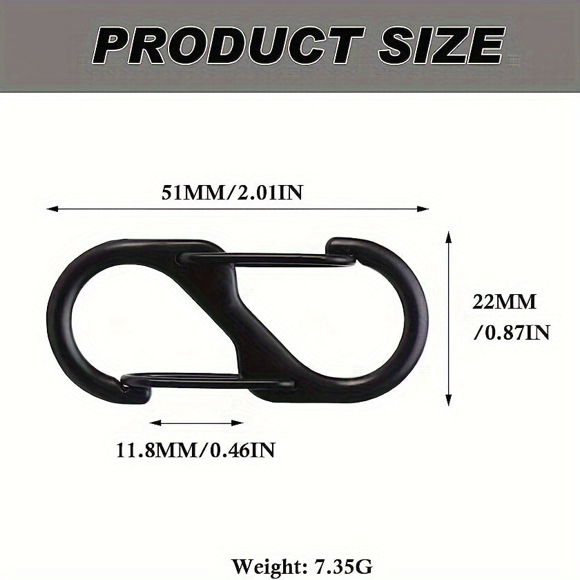 5pcs S Carabiner Clip Snap Hooks For Keychain Fishing Camping Outdoor Sports