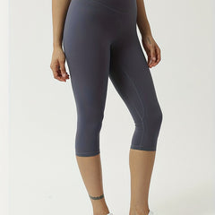 Solid Tight 7pt Yoga Pants With Pockets Sports Fitness Running Leggings