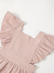 Girl's Flutter Sleeve Overall Dress