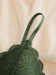 4pcs Lace Wireless Bras Scallop Trim Women's Lingerie