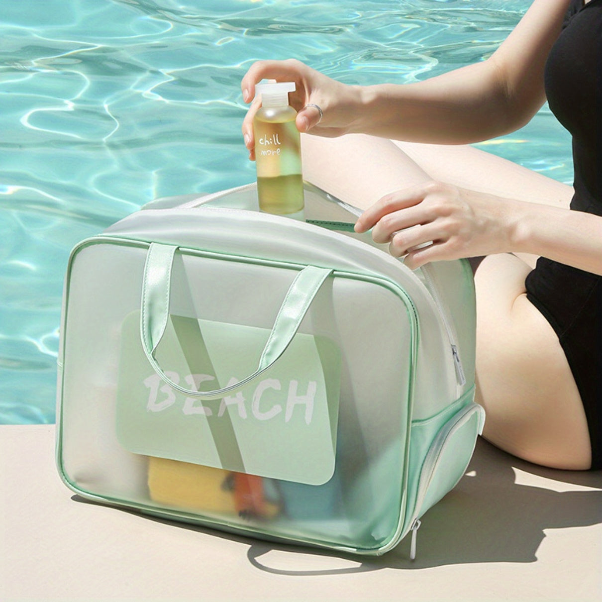 Colorblock Storage Bag Lightweight Travel Beach Bag