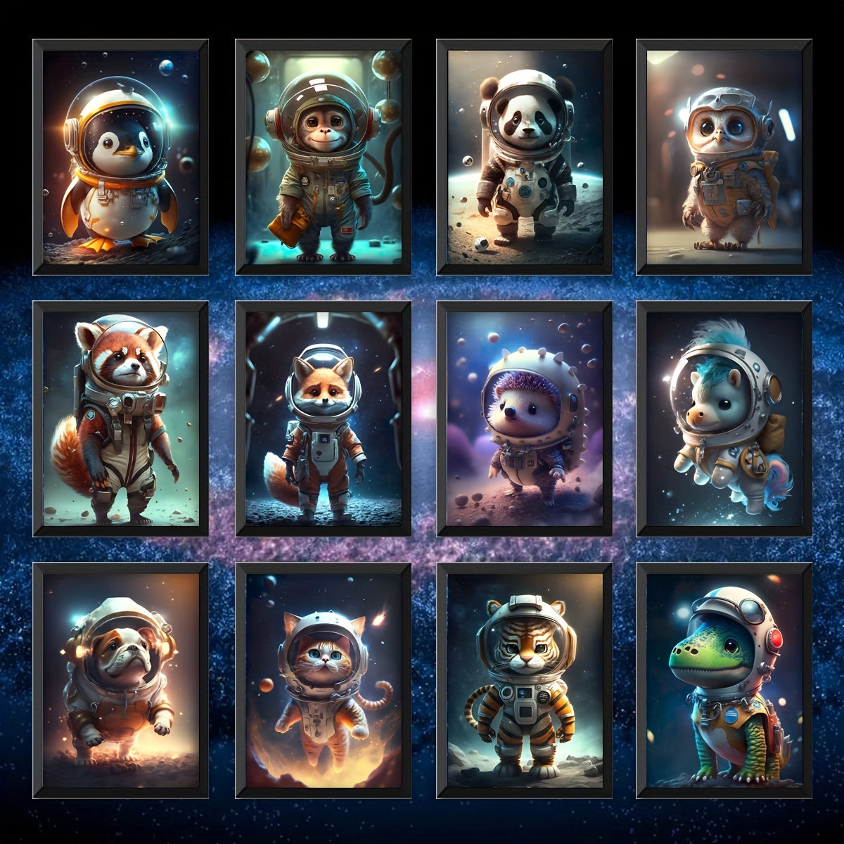 Fantasy Animal Astronaut Poster for Kids Room Decor