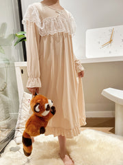 Girls Nightdress Long Sleeve Princess Dress Lace Bow Pajamas