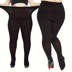 2 Pairs Plus Size High Waist Tights Soft Semi Sheer Opaque Pantyhose