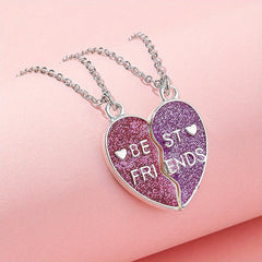 2pcs Girls Heart Pendant Necklace Good Friends Necklace Jewelry