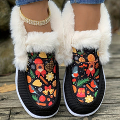 Christmas Elements Print Non slip Snow Shoes Warm Travel Walking Shoes