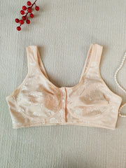 Floral Jacquard Button Front Soft Lace Bra