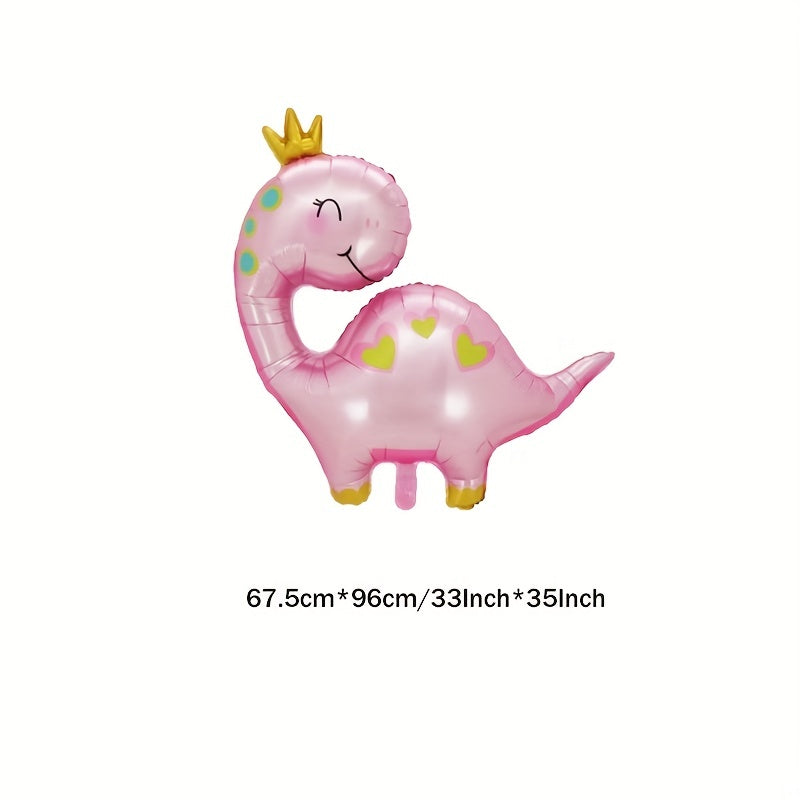 5pcs Pink Crown Dinosaur Balloon Set Birthday Party Decoration