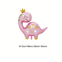 5pcs Pink Crown Dinosaur Balloon Set Birthday Party Decoration