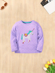 Girls Cartoon Embroidered Long Sleeve Tee