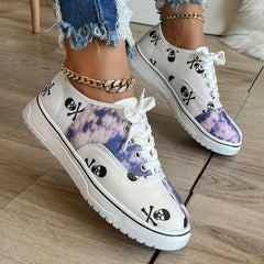 Women's Skull Print Sneakers Casual Halloween Shoes
