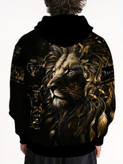 Lion 3D Print Hoodie Men Graphic Hooded Pullover Autumn Winter