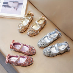 Girl's Sequin Bow Flat Dancing Shoes